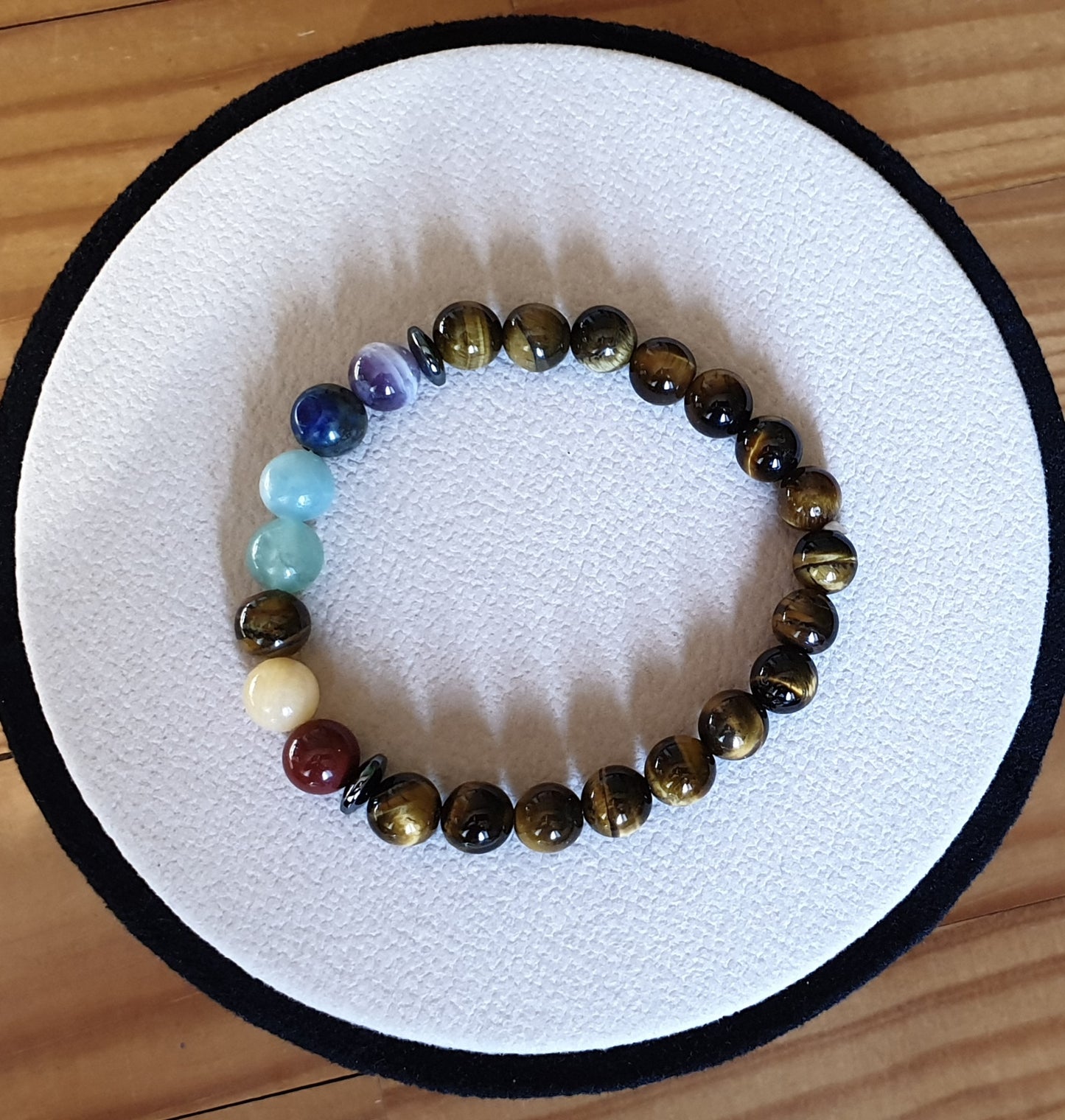 Bracelet boule chakras et oeil de tigre